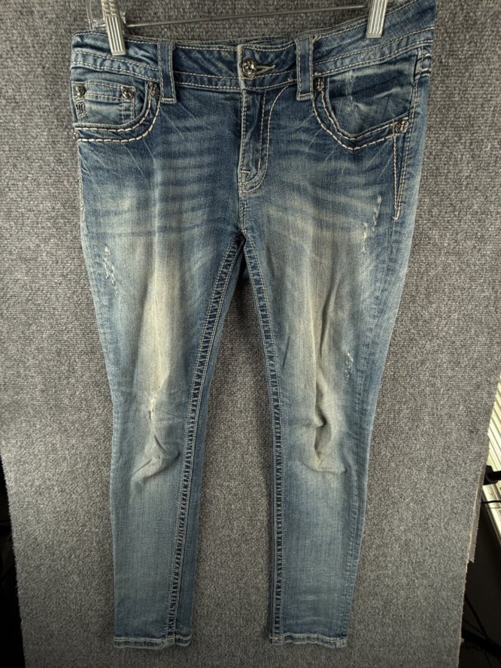 Miss Me Jeans Women Size 30 Blue Skinny Jewels Embroidered Bedazzled JP585352 **